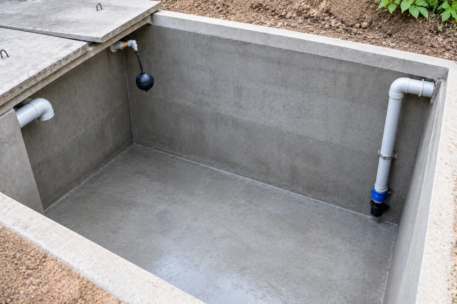 The same water tank after cleaning and chlorine disinfection